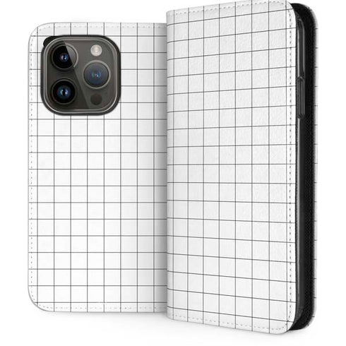 White Grid iPhone 15 Pro Folio Case